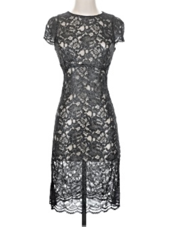 L'AGENCE Dresses & Skirts - L'AGENCE Sheer Metallic Black Lace Midi Dress | 2